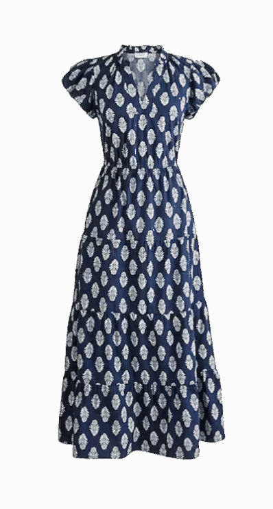 blue tile print dress