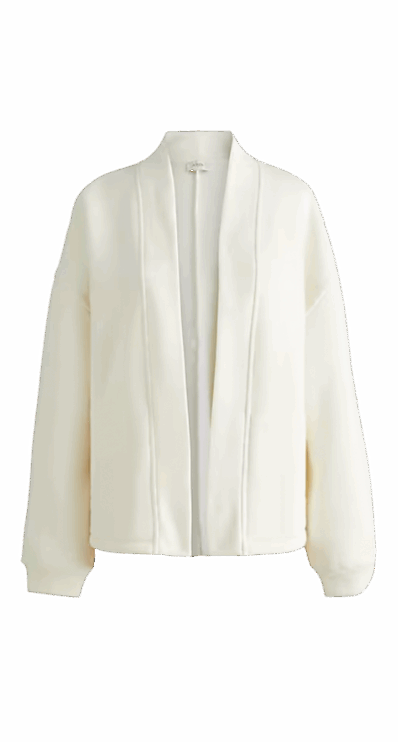 white sweatshirt cardigan