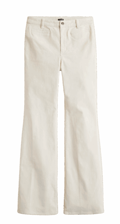 Cream flare corduroy pants