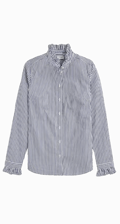 Ruffle striped button up for petites