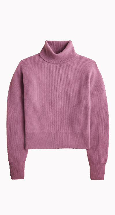 Pink J.Crew ribbed turtleneck sweater